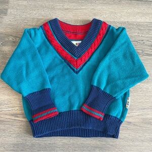 Vintage Gymboree Rainbow Tag V Neck Cotton Sweater Kids XS ~12mo